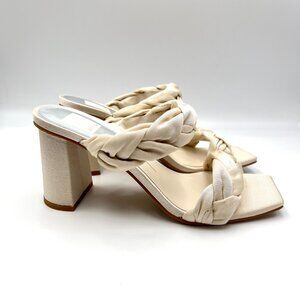 Dolce Vita Womens Size 8.5 Pheby Cream Beige Silk‎ Braided Heels Sandals Shoes